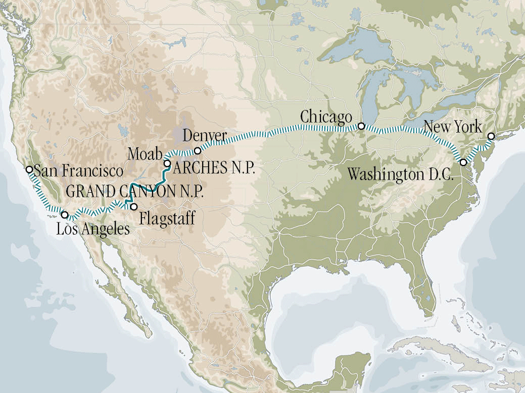 Vom Atlantik quer durch die USA bis an Kaliforniens Sonnenküste
